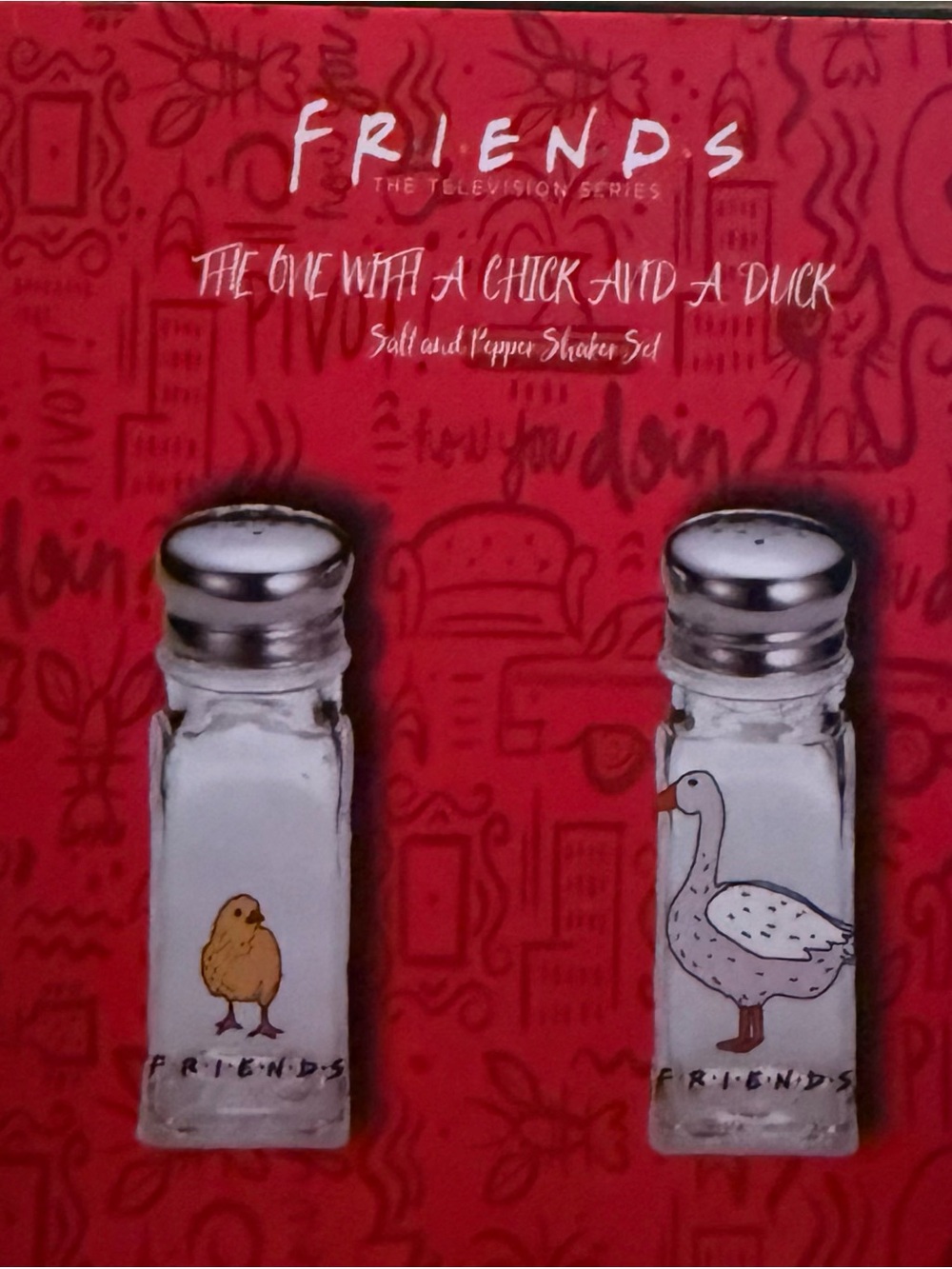 Friends the chick and the duck Glass salt & pepper shackers